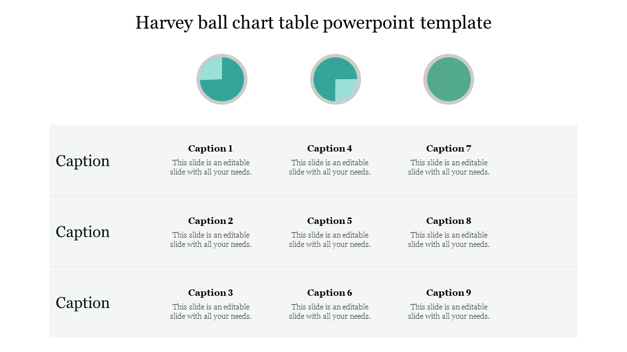 Harvey ball chart table powerpoint template